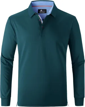 SWISSWELL Long Sleeve Polo Shirts for Men collared Performance Golf Shirts Casual Workwear Office