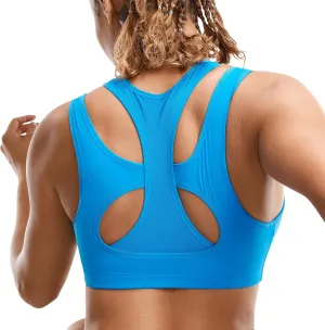SYROKAN Sports Bras for Women High Support Mesh Full Coverage Racerback Wireless No Bounce Running Bras