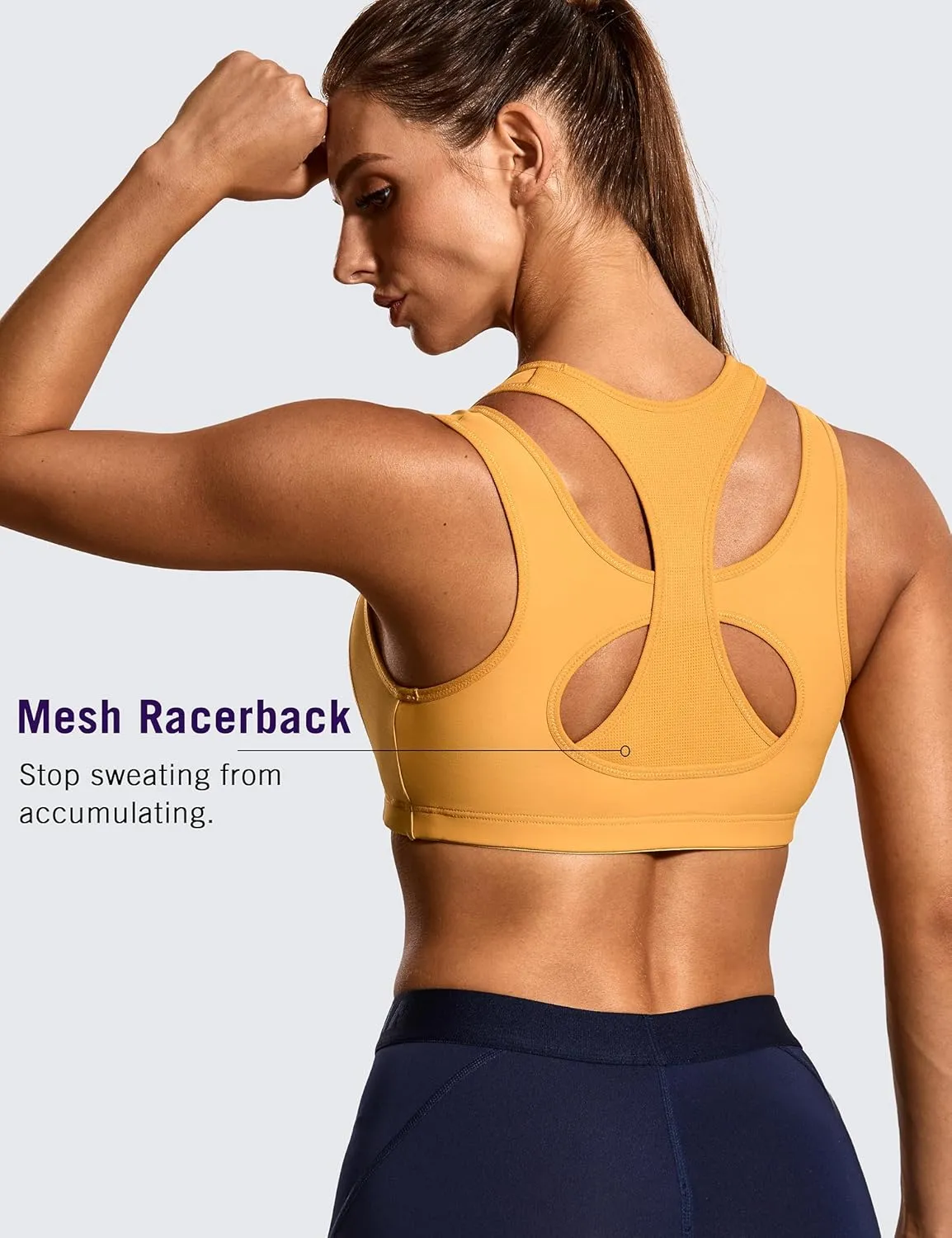 SYROKAN Sports Bras for Women High Support Mesh Full Coverage Racerback Wireless No Bounce Running Bras