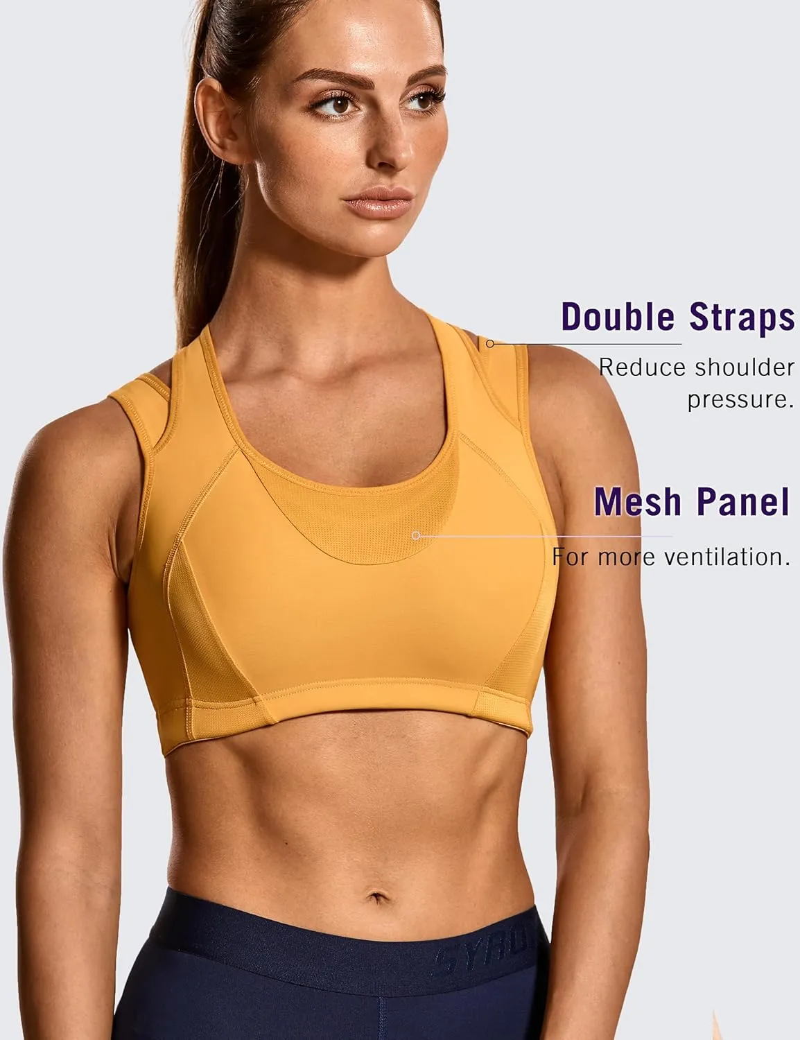 SYROKAN Sports Bras for Women High Support Mesh Full Coverage Racerback Wireless No Bounce Running Bras