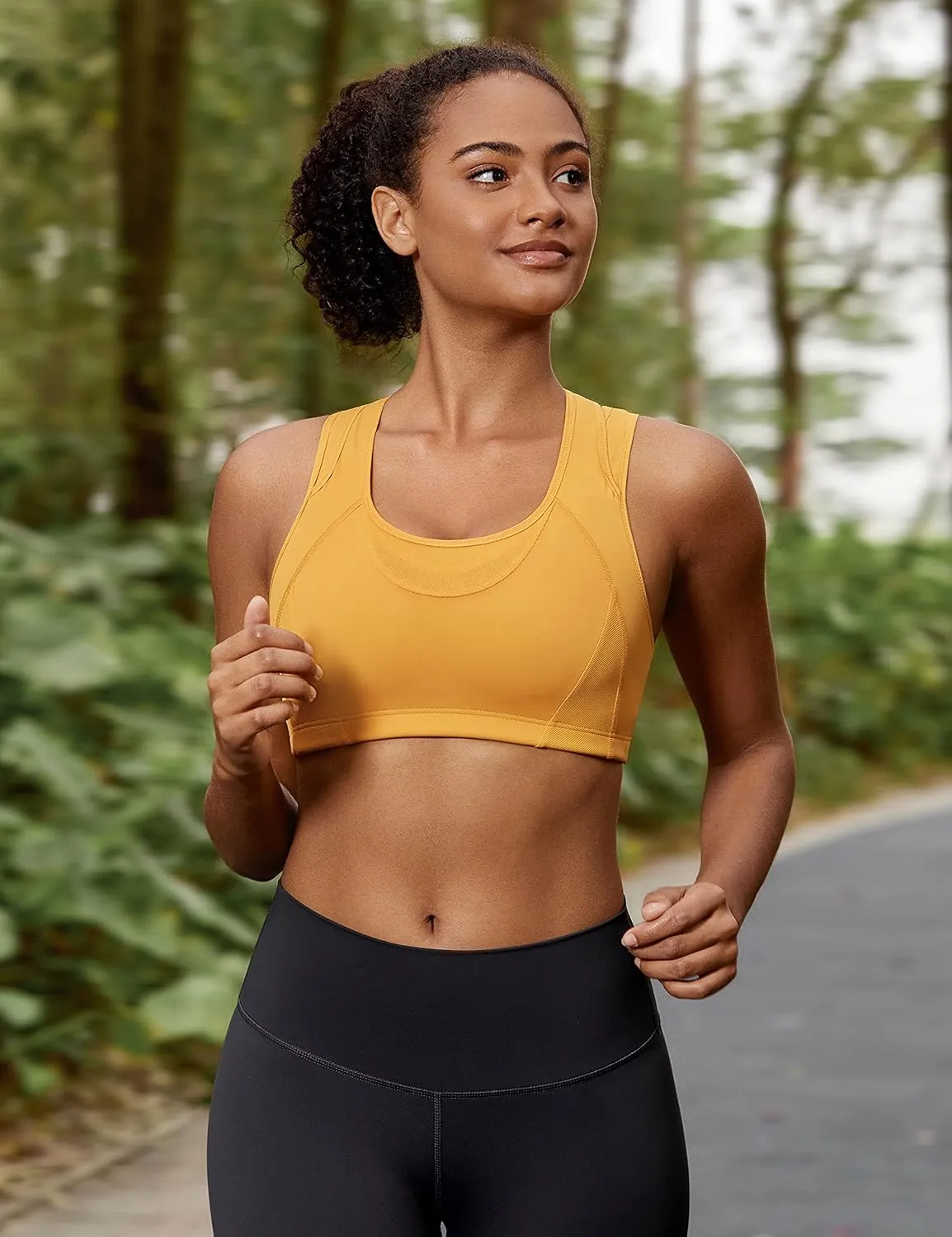 SYROKAN Sports Bras for Women High Support Mesh Full Coverage Racerback Wireless No Bounce Running Bras
