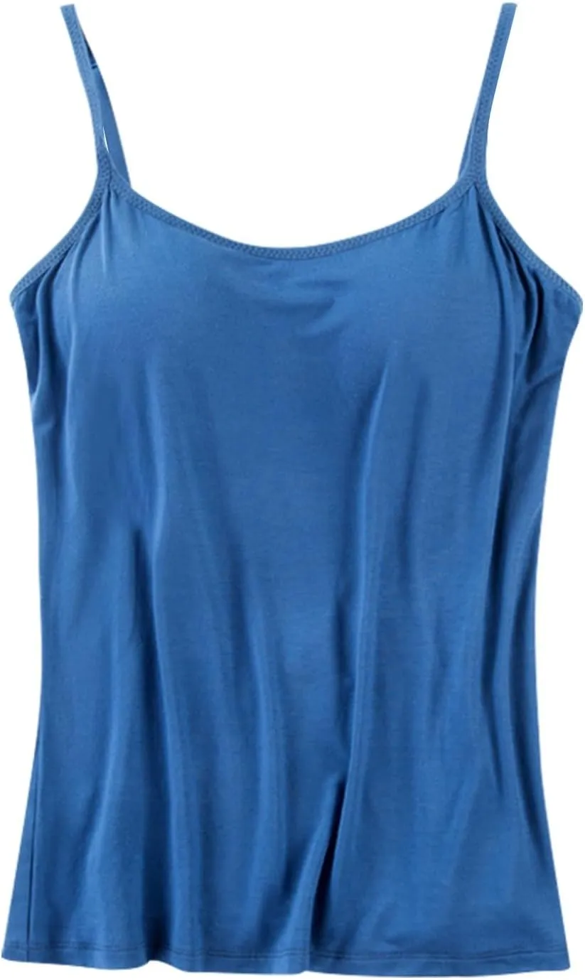 Tank Top for Women with Built in Bra 2025 Summer Shelf Bra Camisole Tops Womens Spaghetti Strap Cami Tank