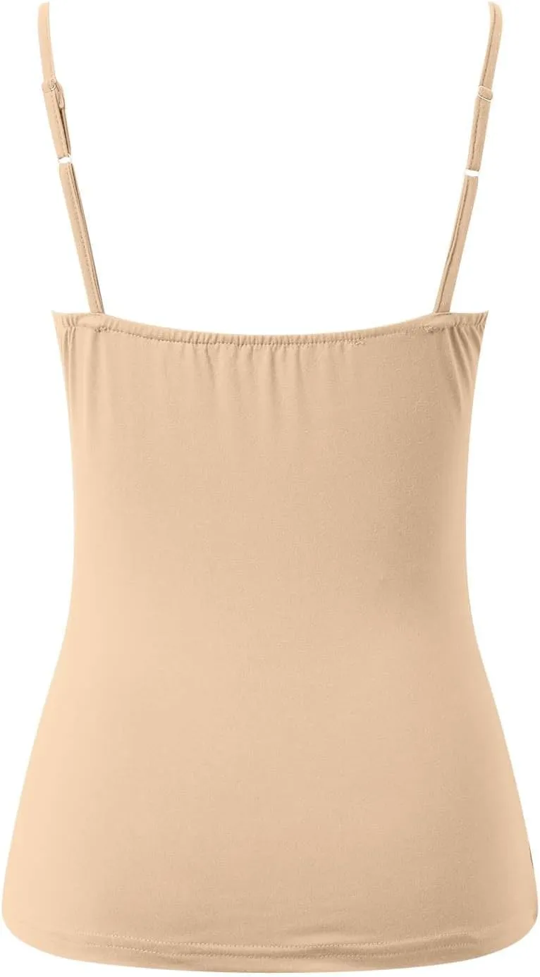 Tank Top for Women Wtih Shelf Bra Spaghetti Straps Camisole Basic Padded Cotton Cami Shirts