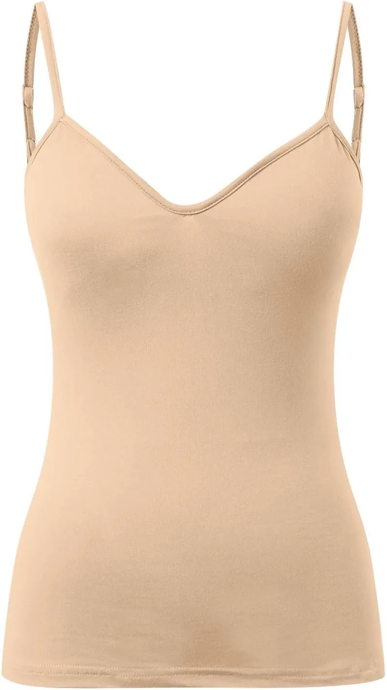 Tank Top for Women Wtih Shelf Bra Spaghetti Straps Camisole Basic Padded Cotton Cami Shirts