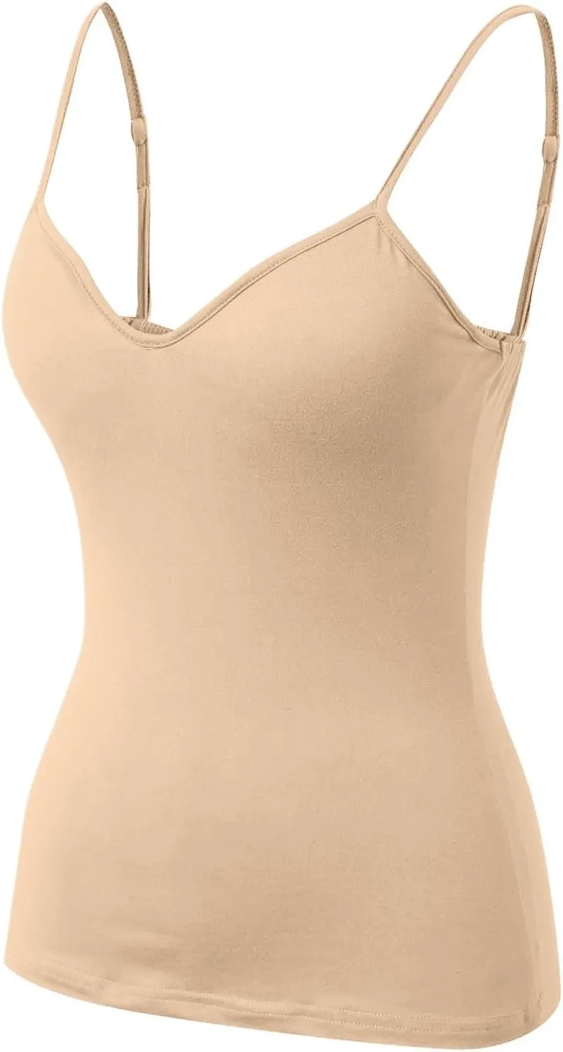 Tank Top for Women Wtih Shelf Bra Spaghetti Straps Camisole Basic Padded Cotton Cami Shirts