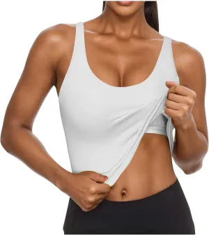 Tank Top with Built in Bra for Women Casual Summer Sleeveless Gym Crop Tops Workout Athletic Yoga Shirts