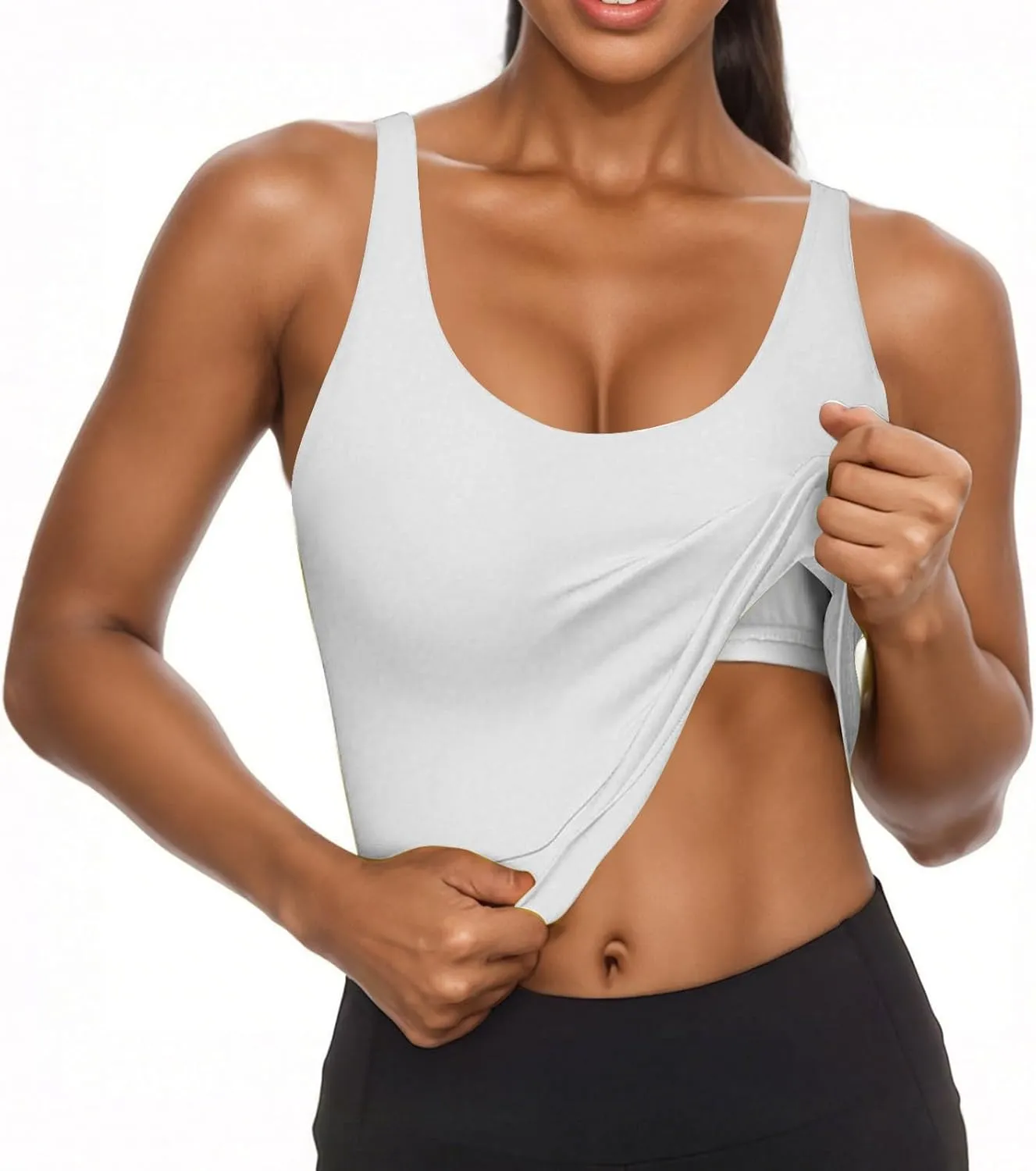Tank Top with Built in Bra for Women Casual Summer Sleeveless Gym Crop Tops Workout Athletic Yoga Shirts
