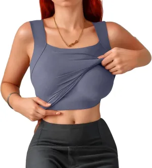 Tank Top with Built in Bra for Women Sleeveless U Neck Shapewear High Strechy Slim Fit Camisole Workout Tops