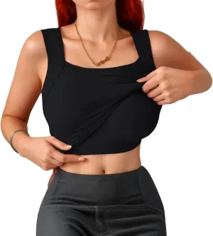 Tank Top with Built in Bra for Women Sleeveless U Neck Shapewear High Strechy Slim Fit Camisole Workout Tops