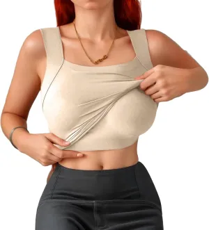 Tank Top with Built in Bra for Women Sleeveless U Neck Shapewear High Strechy Slim Fit Camisole Workout Tops