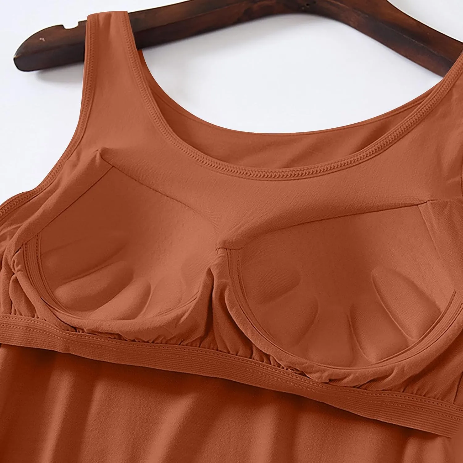 Tank Top with Built in Bra for Women Wide Strap Athletic Shelf Bra Workout Slim Fit Basic Lingerie Camisoles