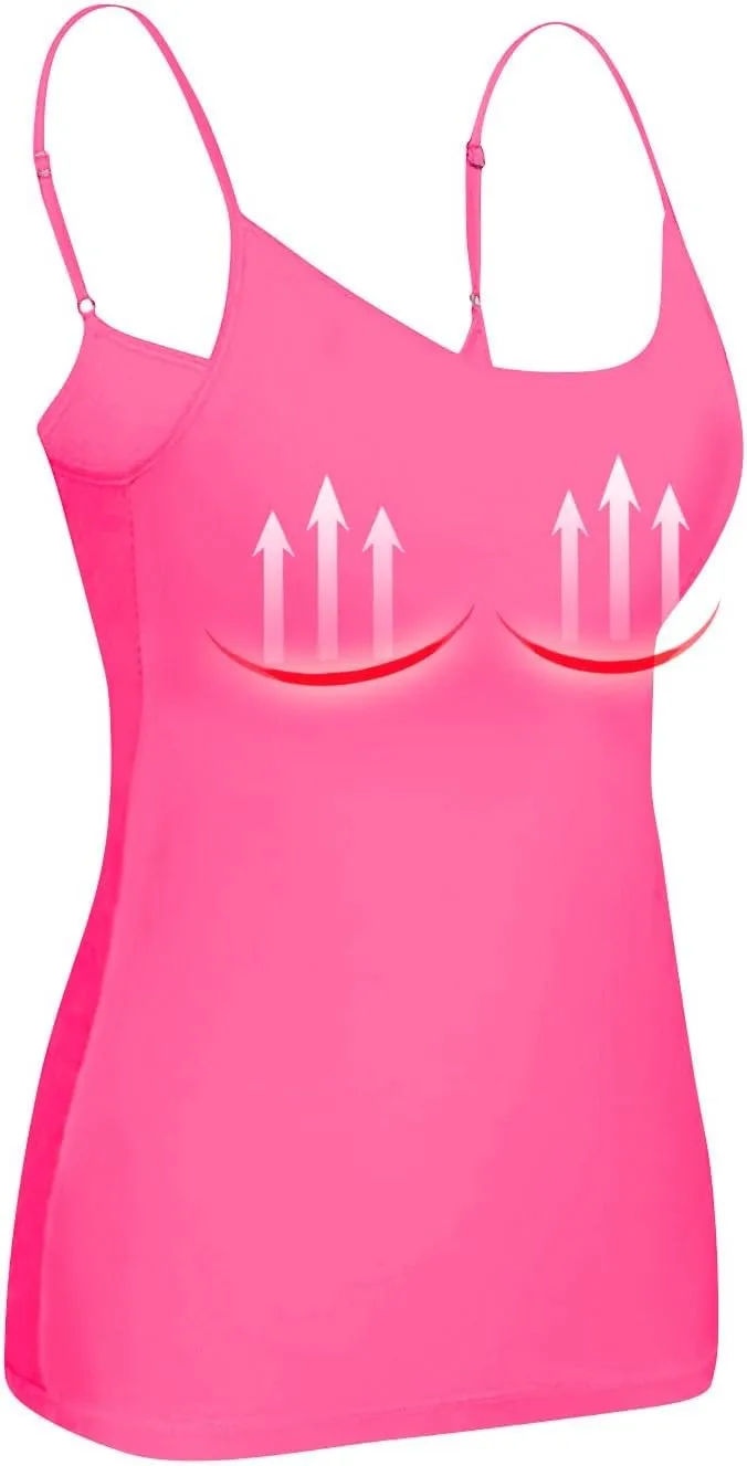 Tank Top with Built in Bra for Women Wide Strap Workout Lingerie Camisoles Slim Fit Basic Athletic Shelf Bra