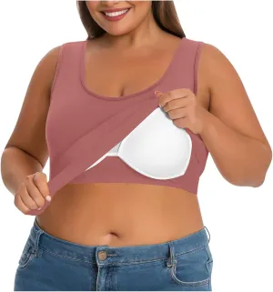 Tank Tops for Women Plus Size Ladies Sleeveless Wider Strap Camisole Tops Built in Padded Casual Workout Basic Tanks