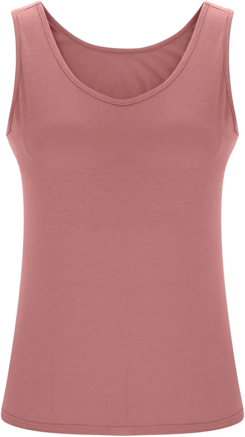 Tank Tops for Women Plus Size Ladies Sleeveless Wider Strap Camisole Tops Built in Padded Casual Workout Basic Tanks