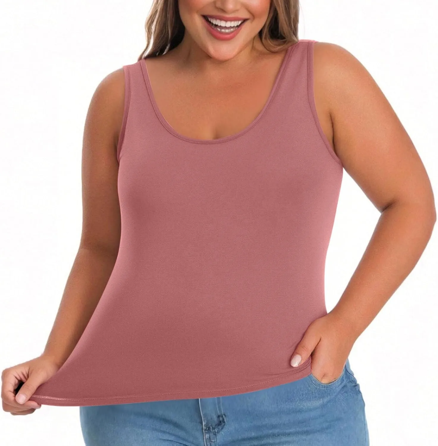 Tank Tops for Women Plus Size Ladies Sleeveless Wider Strap Camisole Tops Built in Padded Casual Workout Basic Tanks