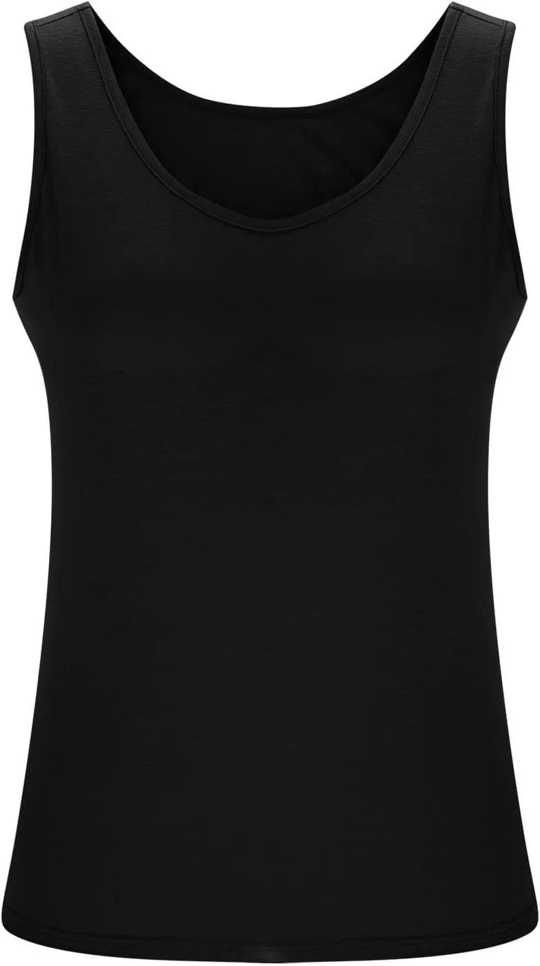 Tank Tops for Women Plus Size Ladies Sleeveless Wider Strap Camisole Tops Built in Padded Casual Workout Basic Tanks