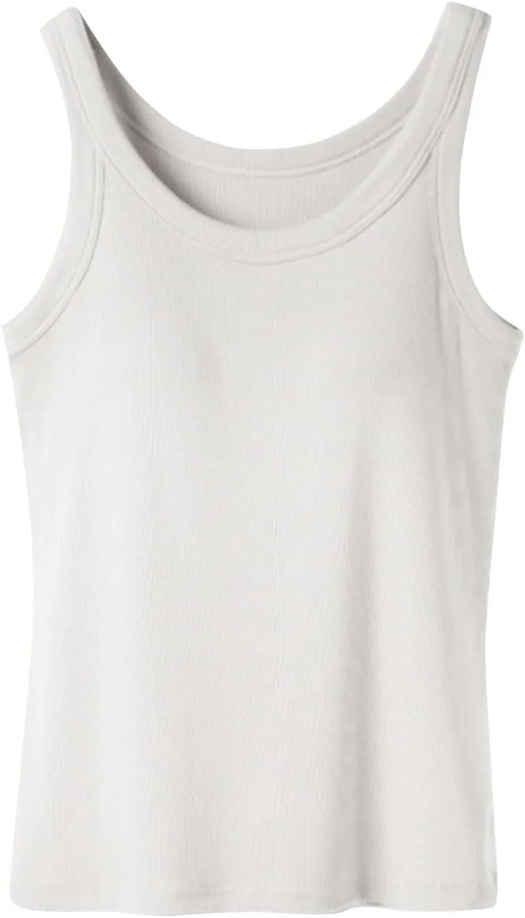 Tank Tops for Women with Built in Bra 2025 Summer Beach Fashion Scoop Neck Sleeveless Spaghetti Strap Tank Top