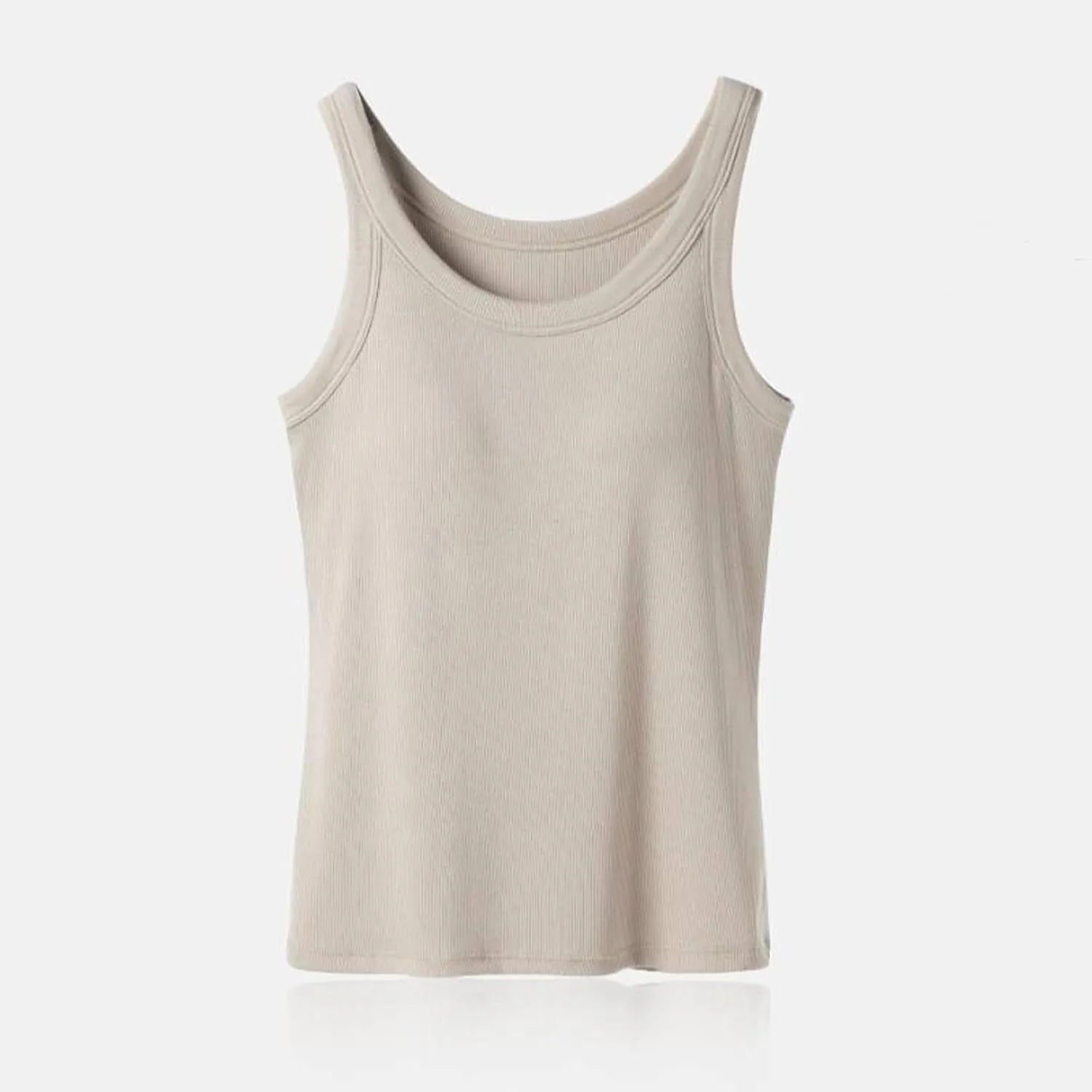Tank Tops for Women with Built in Bra 2025 Summer Beach Fashion Scoop Neck Sleeveless Spaghetti Strap Tank Top