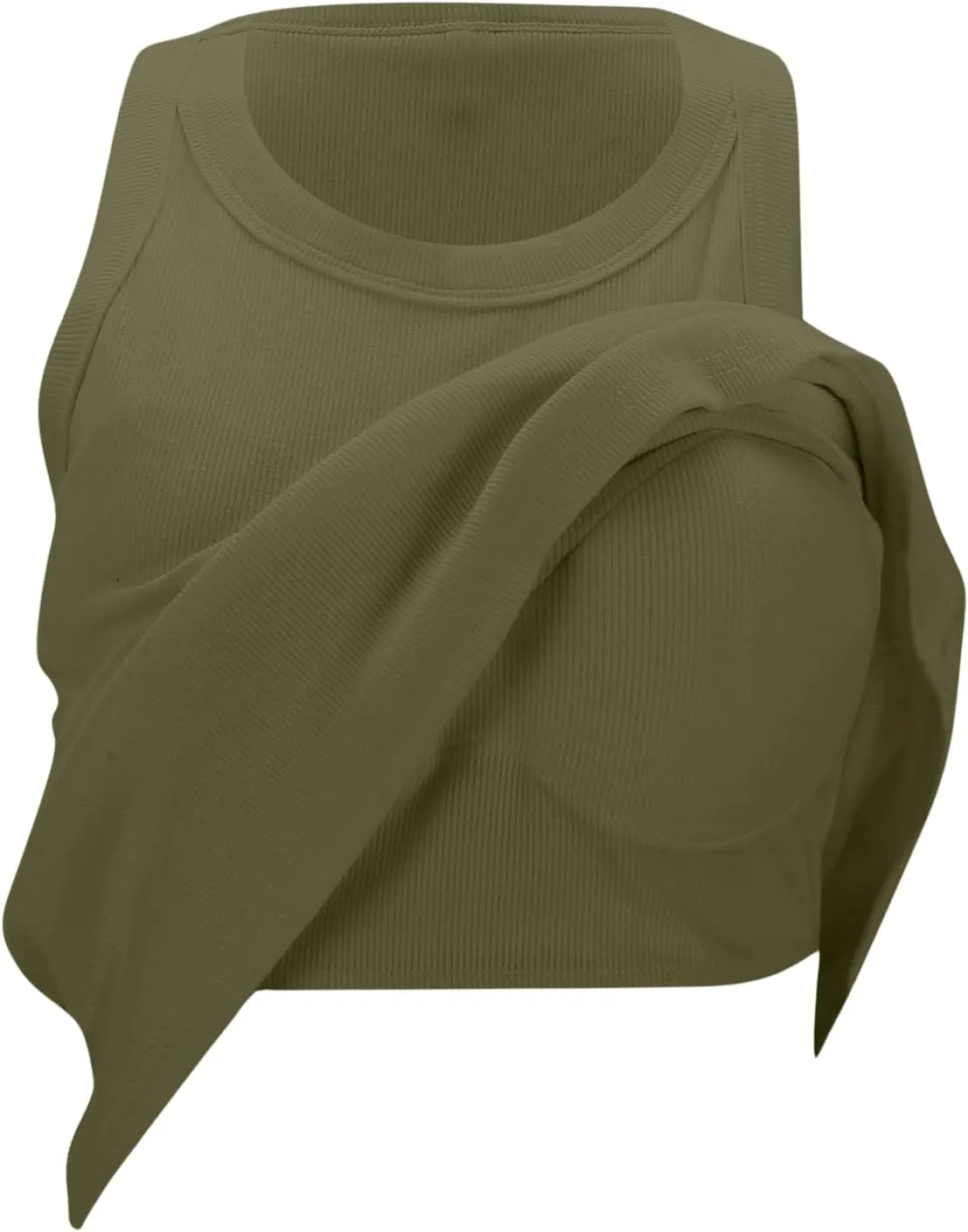 Tank Tops with Built in Bras Round Neck Ribbed Tank Top with Bra Pads Loose Casual Workout Tank Tops for Women