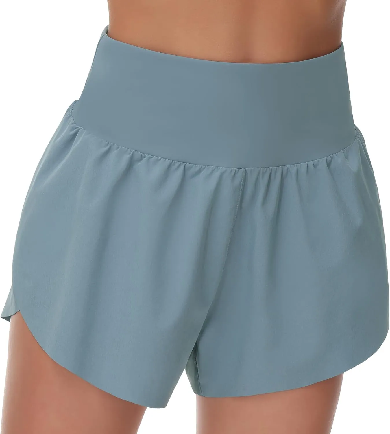 THE GYM PEOPLE Women's High Waisted Running Shorts Mesh Liner Side Split Workout Shorts Zipper Pocket