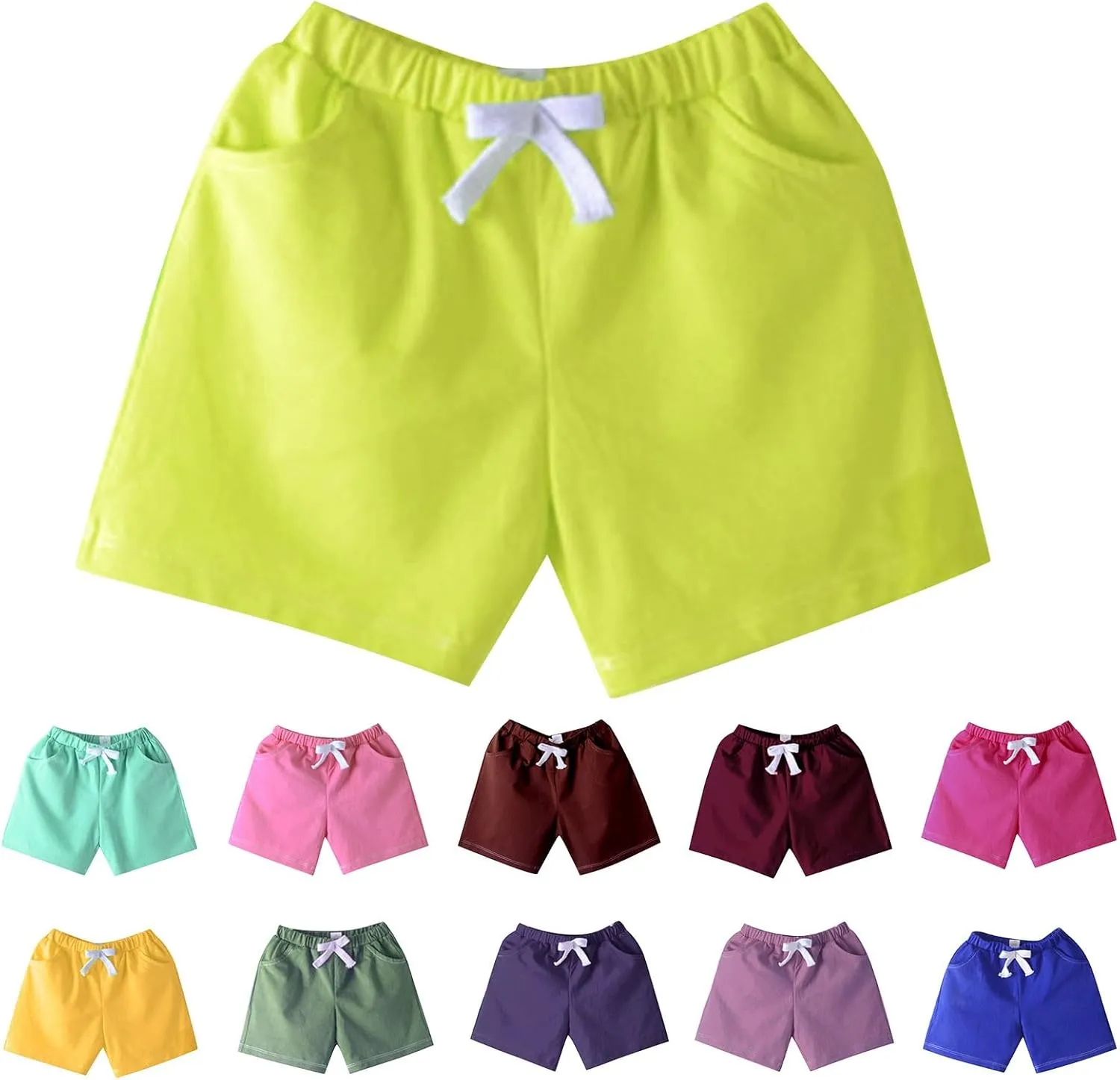 Toddler Baby Boy Shorts Drawstring Elastic Waist Pull On Jogger Shorts Cotton Girls Summer Casual Cargo Pants Solid