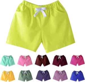 Toddler Baby Boy Shorts Drawstring Elastic Waist Pull On Jogger Shorts Cotton Girls Summer Casual Cargo Pants Solid