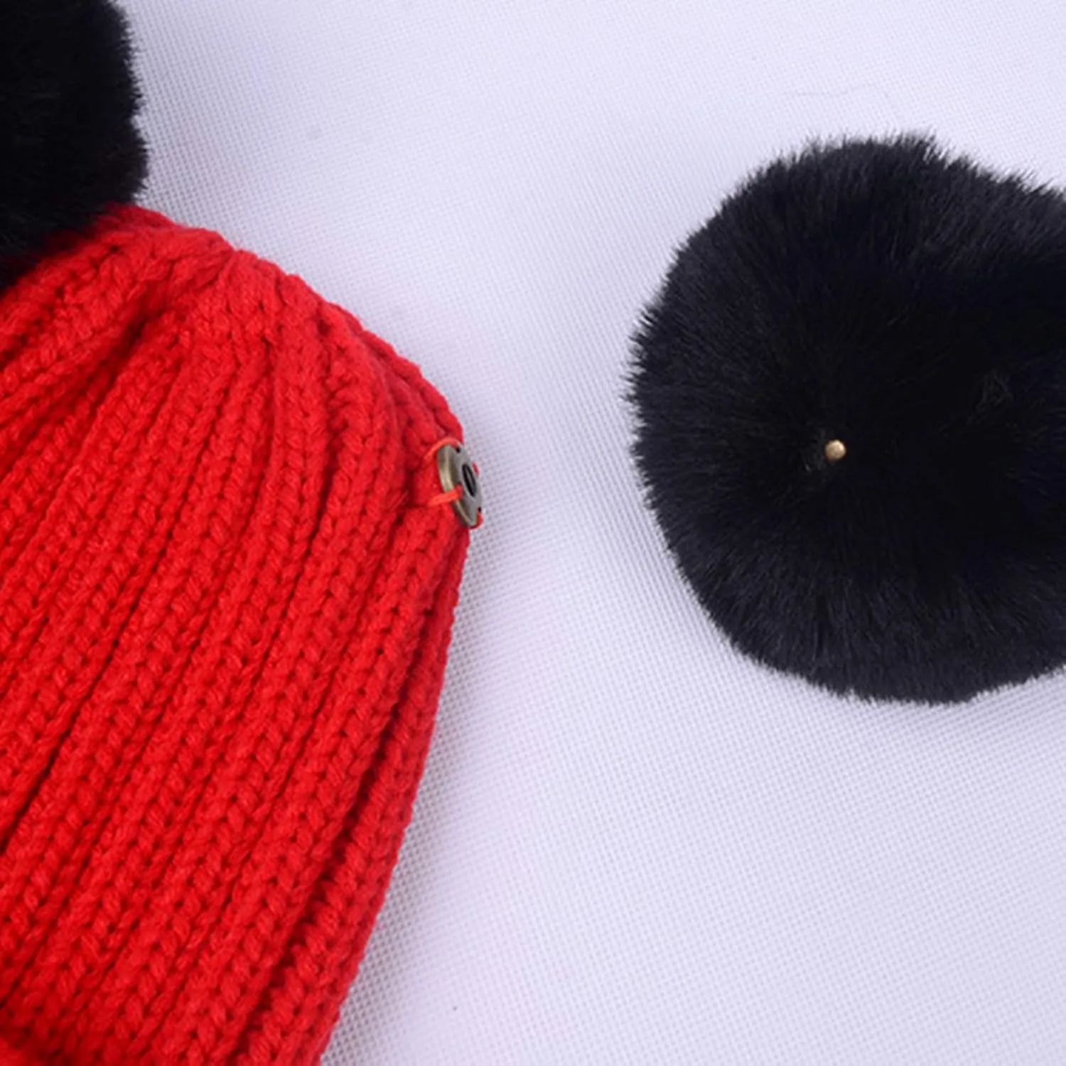 Toddler Winter Knit Hat Upgrade Fleece Lined Pompom Ears Beanies Cap