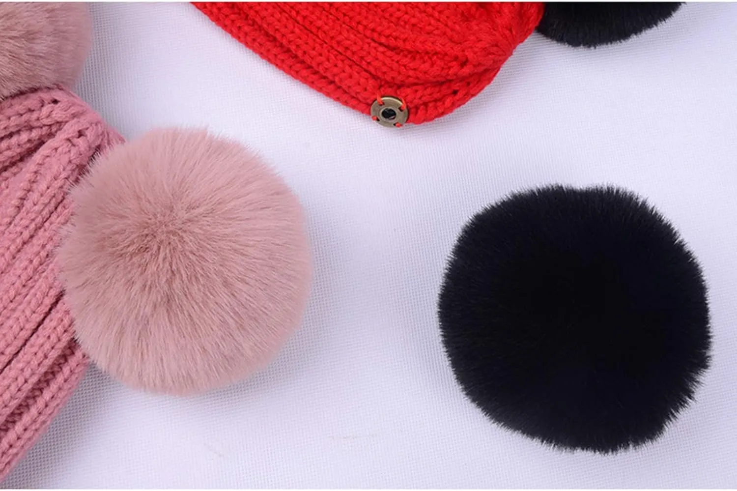 Toddler Winter Knit Hat Upgrade Fleece Lined Pompom Ears Beanies Cap