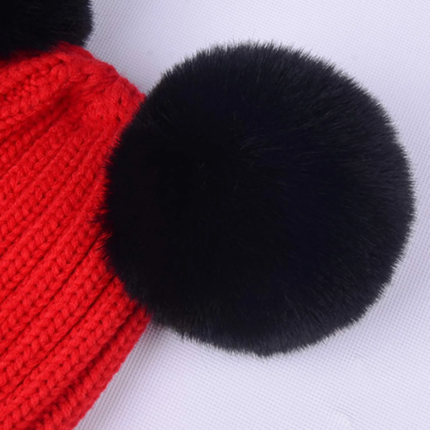 Toddler Winter Knit Hat Upgrade Fleece Lined Pompom Ears Beanies Cap