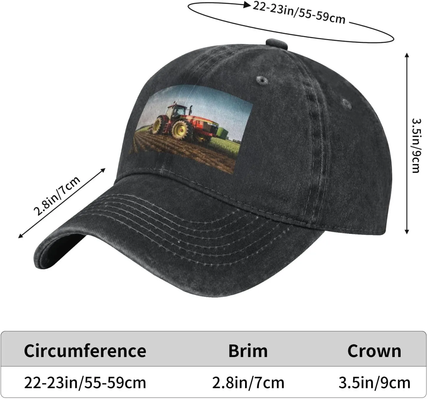 Tractor Farm Unisex Baseball Cap Breathable Cotton Trucker Hat Classic Denim Dad Hat Summer Sun Hat