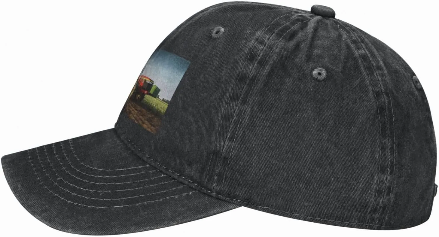 Tractor Farm Unisex Baseball Cap Breathable Cotton Trucker Hat Classic Denim Dad Hat Summer Sun Hat