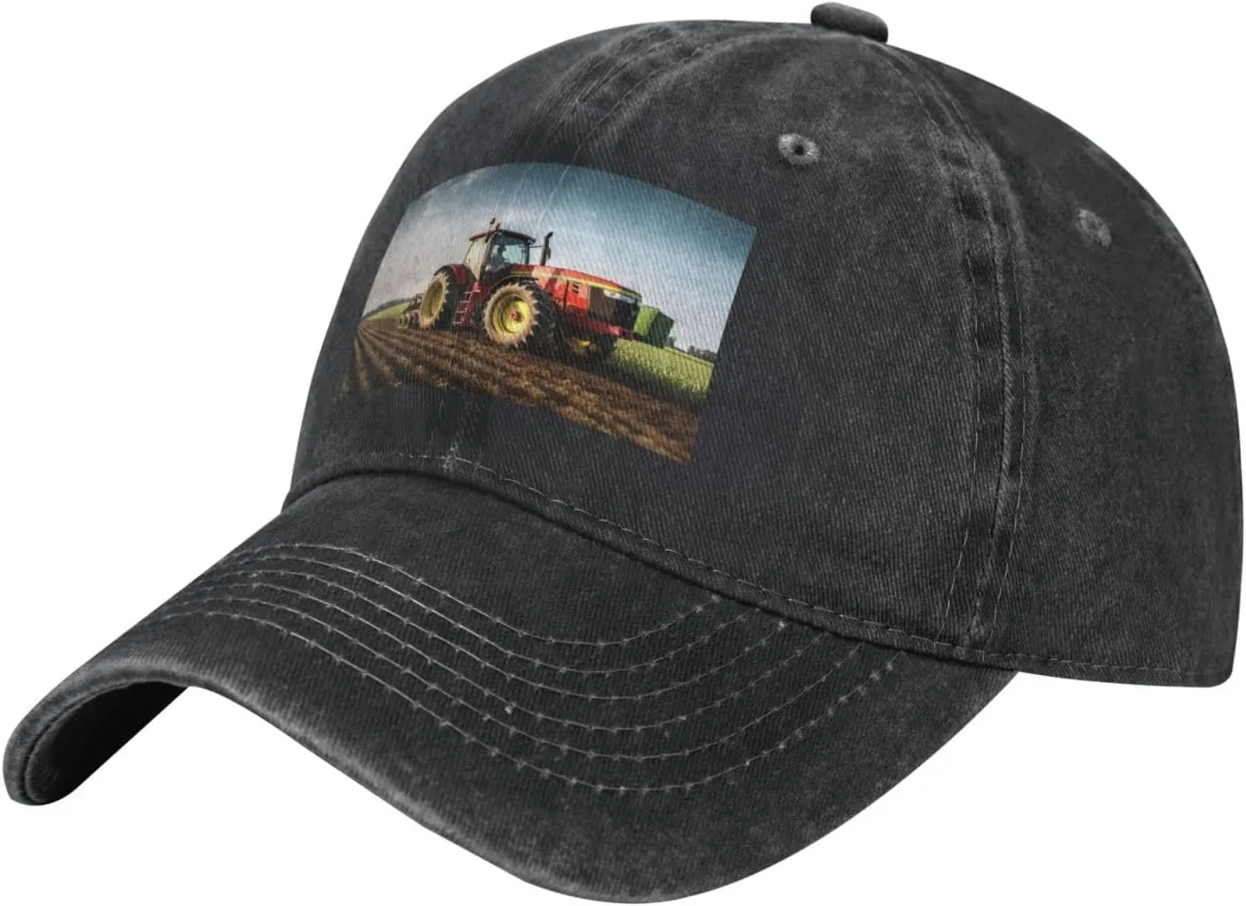 Tractor Farm Unisex Baseball Cap Breathable Cotton Trucker Hat Classic Denim Dad Hat Summer Sun Hat