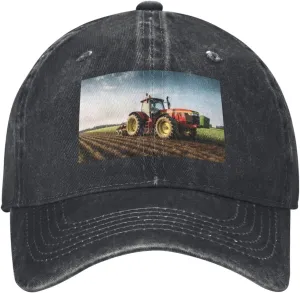 Tractor Farm Unisex Baseball Cap Breathable Cotton Trucker Hat Classic Denim Dad Hat Summer Sun Hat