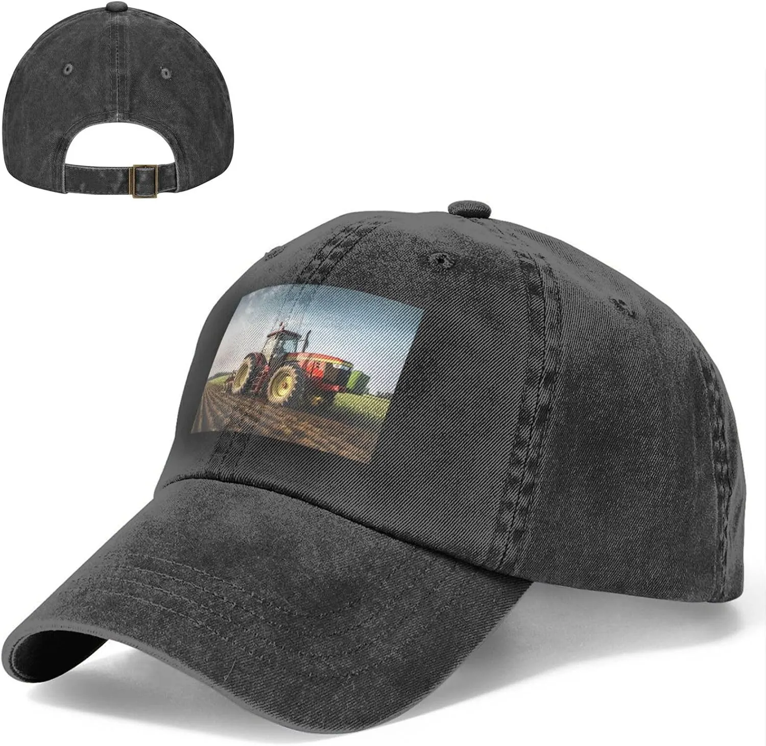 Tractor Farm Unisex Baseball Cap Breathable Cotton Trucker Hat Classic Denim Dad Hat Summer Sun Hat