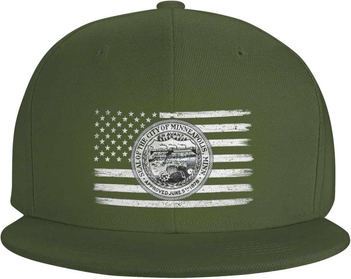 US and Minneapolis Seal Snapback Hat for Men Women Baseball Cap Adjustable Flat Bill Brim Hats