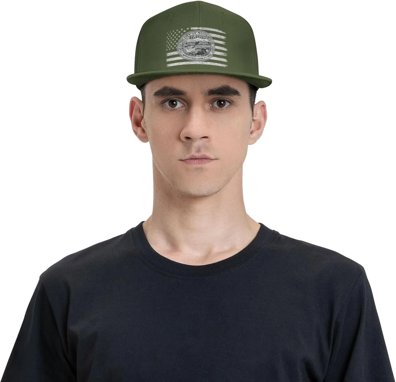 US and Minneapolis Seal Snapback Hat for Men Women Baseball Cap Adjustable Flat Bill Brim Hats