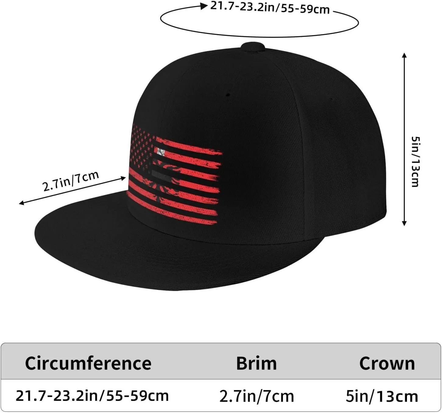 US and Unofficial Flag of Cham Albanians Snapback Hat for Men Women Baseball Cap Adjustable Flat Bill Brim Hats