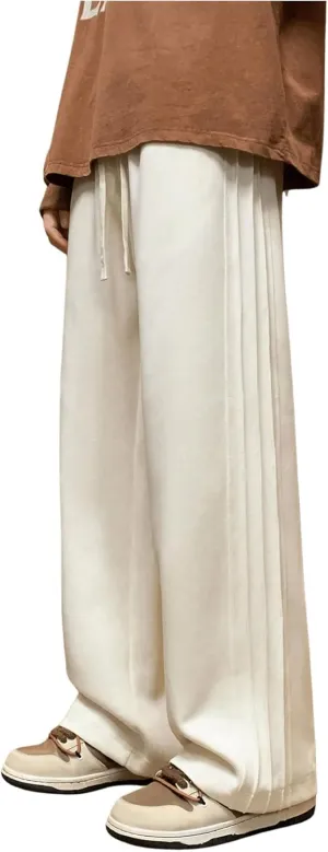 Verdusa Men's Drawstring Waist Straight Leg Textured Pants Long Trousers