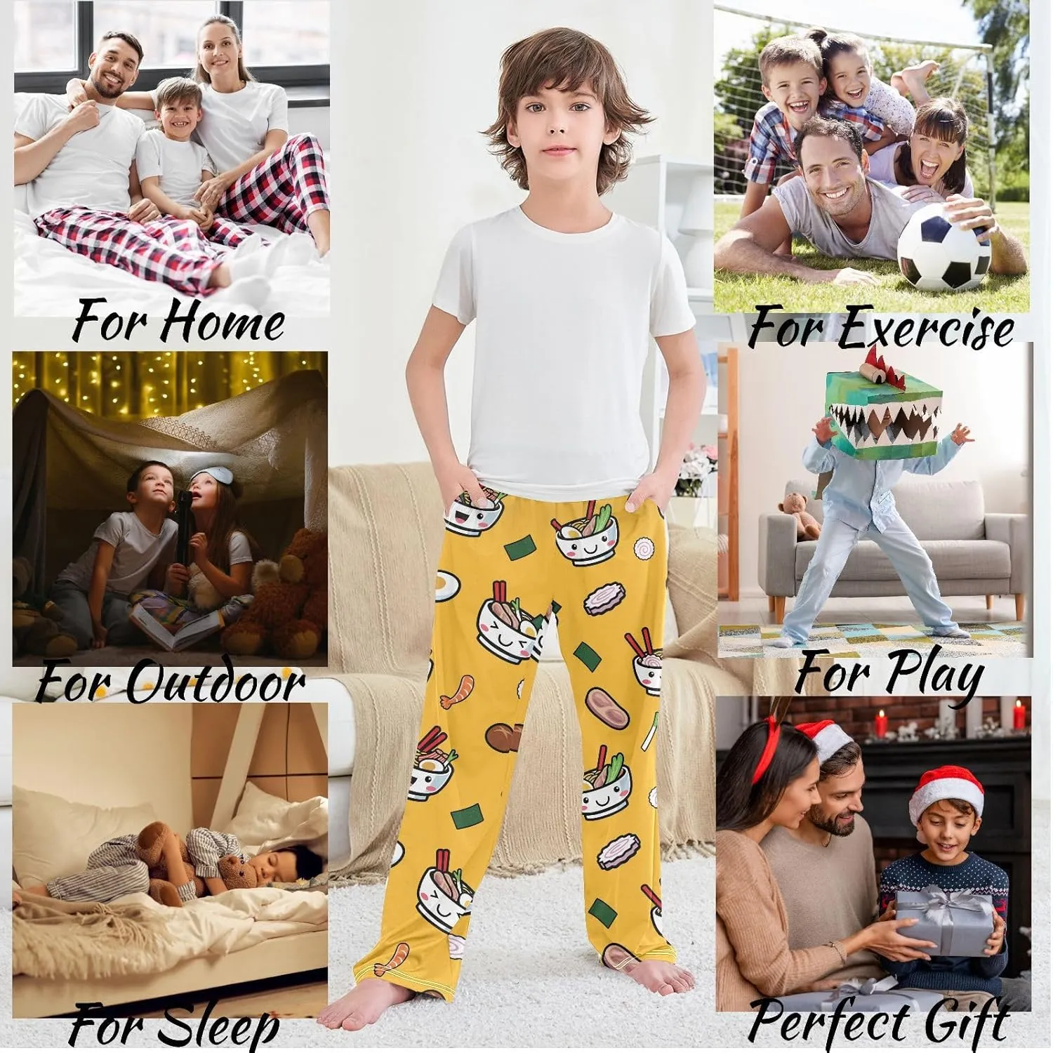 visesunny Boys' Pants Cute Animal Pattern Jogger Sweatpants Elastic Waist Long Bottoms Trousers with Two Pockets S-XL