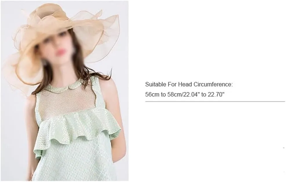 Wedding Party Hats Floral Satin Swirl Party Ruffle Wide Brim Hat Women