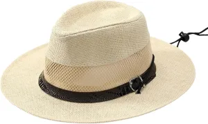 Wide Brim Panama Straw Hats for Women and Men Summer Breathable Foldable UPF50  Fedora Hats Beach Mesh Safari Sun Hats
