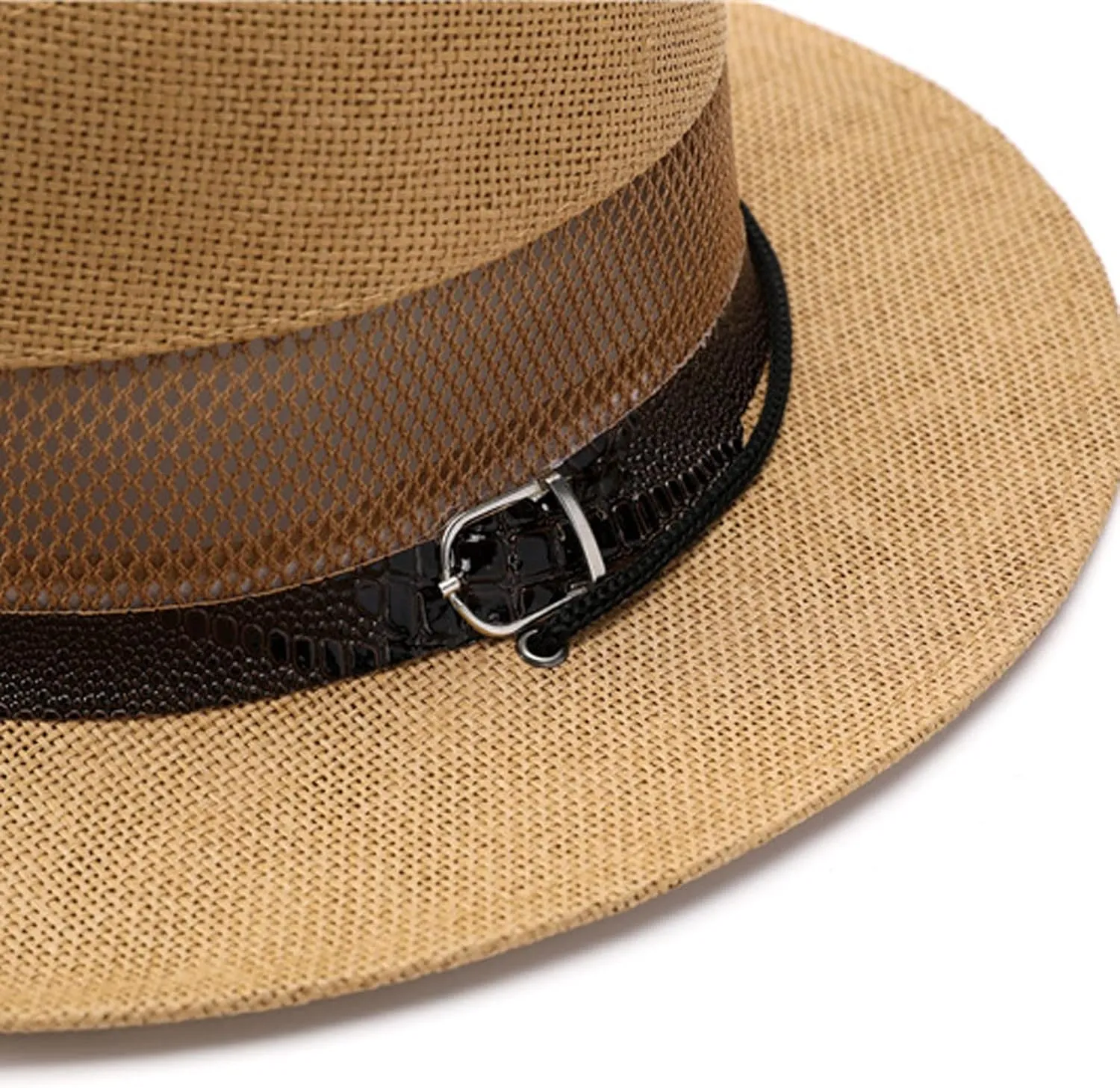 Wide Brim Panama Straw Hats for Women and Men Summer Breathable Foldable UPF50  Fedora Hats Beach Mesh Safari Sun Hats