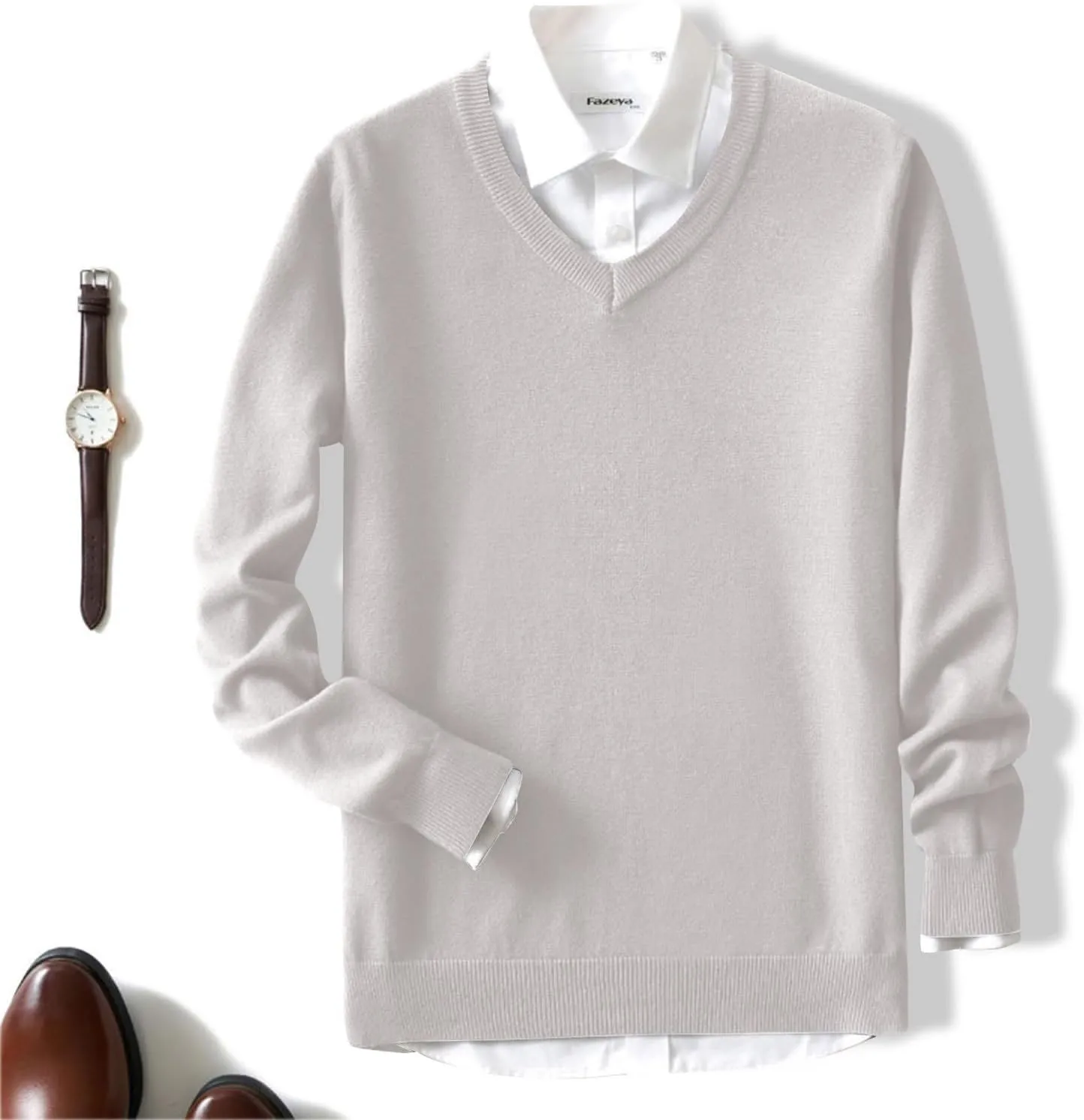 Winter Knitted Sweater for Men Casual Slim Fit Lightweight Thermal Pullovers Tops V Neck Long Sleeve Bottoming Jumper