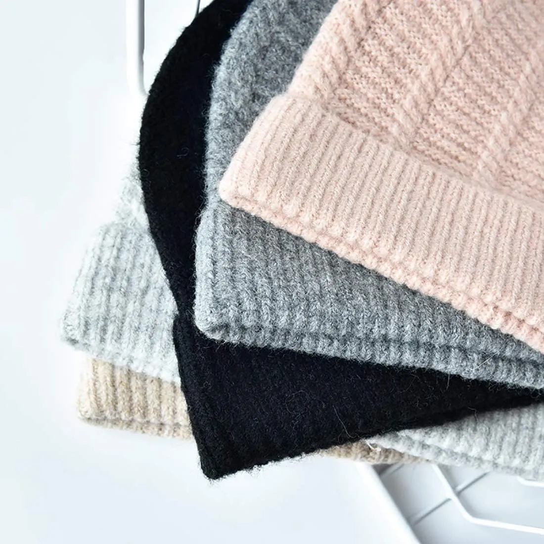 Winter Women Real Fur Pom Pom Hats Wool Knit Beanies