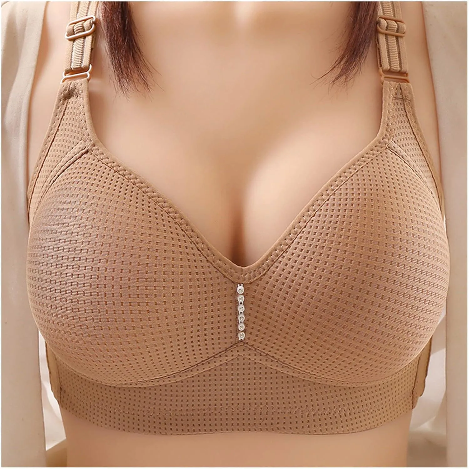 Wireless Bras for Older Women Push Up Plus Size Sleep Bralettes Breathable No Wire Full Coverage Everyday Underwear