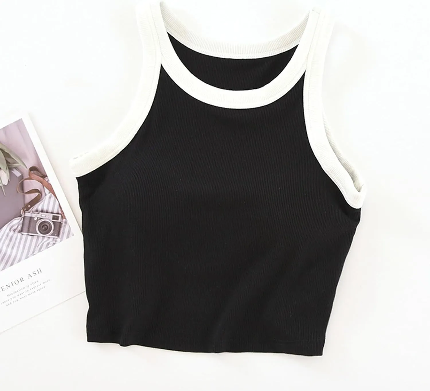 Wmens Crop Tank Tops with Built in Bra Halter High Neck Padded Yoga Shirts Sleeveless Basic Workout Camisoles Tees