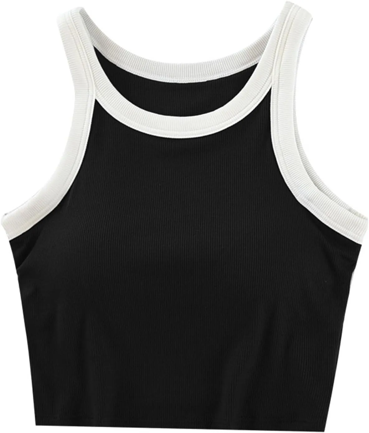 Wmens Crop Tank Tops with Built in Bra Halter High Neck Padded Yoga Shirts Sleeveless Basic Workout Camisoles Tees