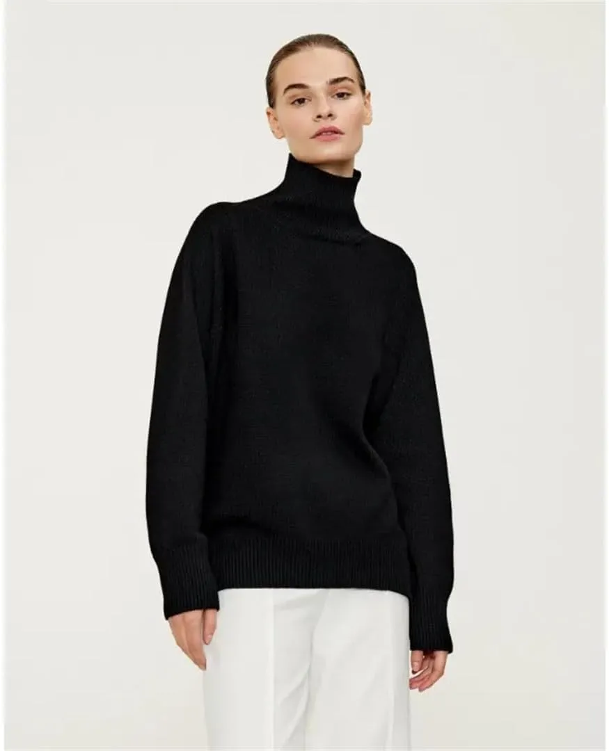 Women Basic Turtleneck Sweater Oversize Vintage Knit Pullover Autumn and Winter Basic Knitwear