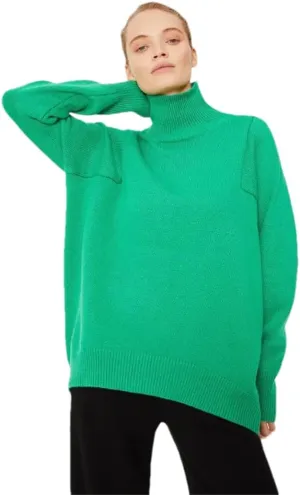 Women Basic Turtleneck Sweater Oversize Vintage Knit Pullover Autumn and Winter Basic Knitwear