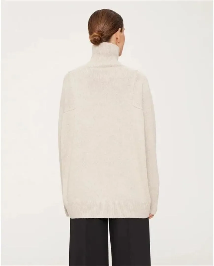 Women Basic Turtleneck Sweater Oversize Vintage Knit Pullover Autumn and Winter Basic Knitwear